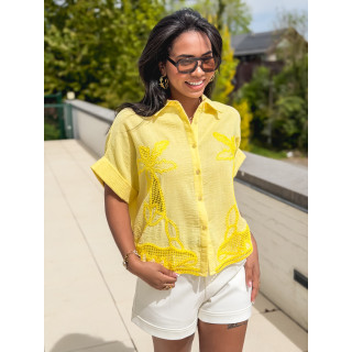 Chemise manches courtes Althéa - Jaune