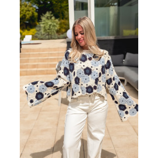 Blouse en crochet Maelya - Bleu