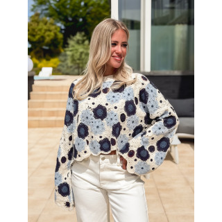 Blouse en crochet Maelya - Bleu