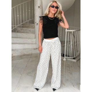 Pantalon à pois Mahina - Blanc