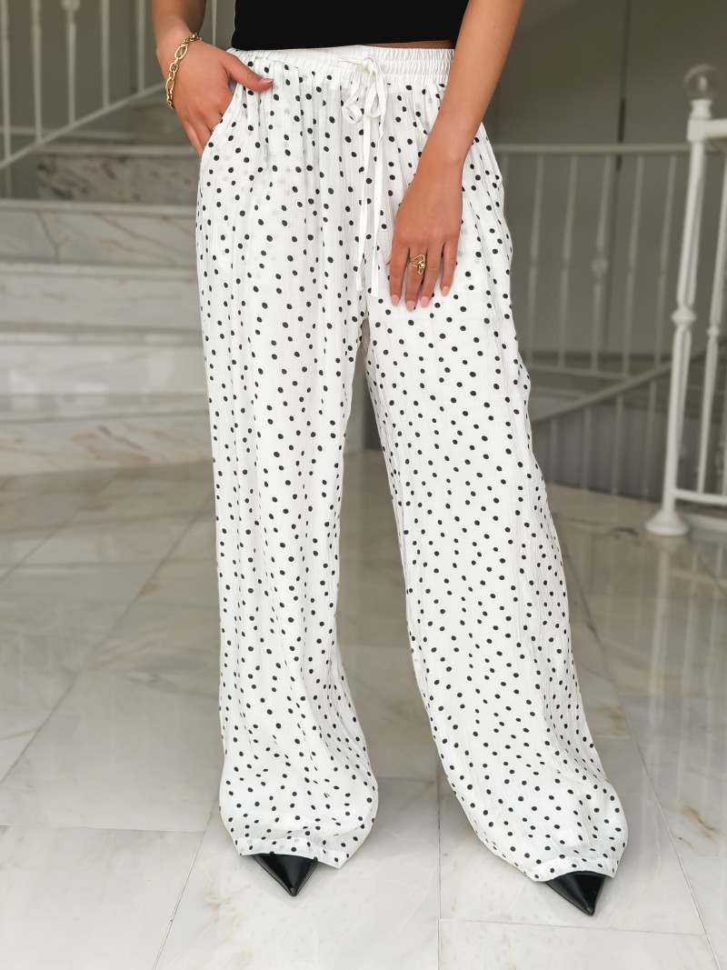 Pantalon à pois Mahina - Blanc