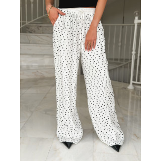 Pantalon à pois Mahina - Blanc