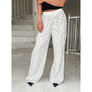 Pantalon à pois Mahina - Blanc