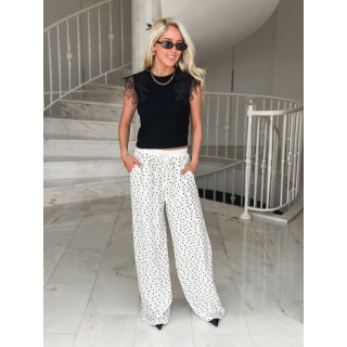 Pantalon à pois Mahina - Blanc