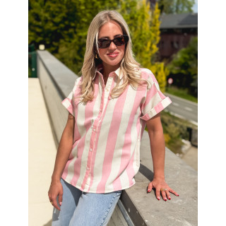 Chemise lignée Barrie - Rose/Ecru