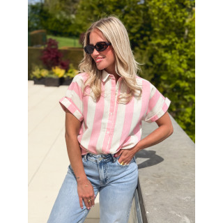 Chemise lignée Barrie - Rose/Ecru
