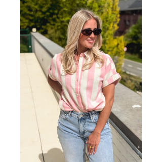 Chemise lignée Barrie - Rose/Ecru