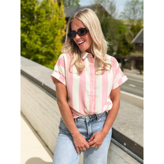 Chemise lignée Barrie - Rose/Ecru