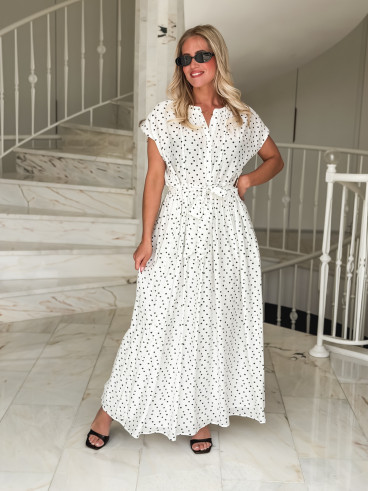 Robe à pois Mahina - Blanc
