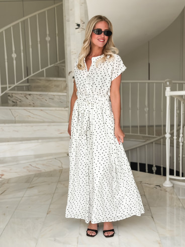 Robe à pois Mahina - Blanc