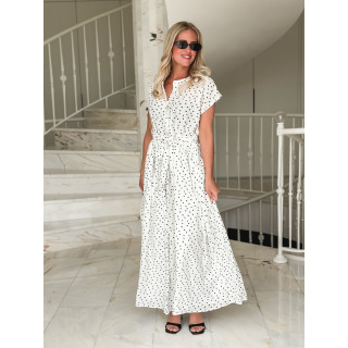 Robe à pois Mahina - Blanc