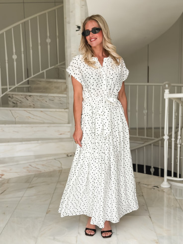 Robe à pois Mahina - Blanc