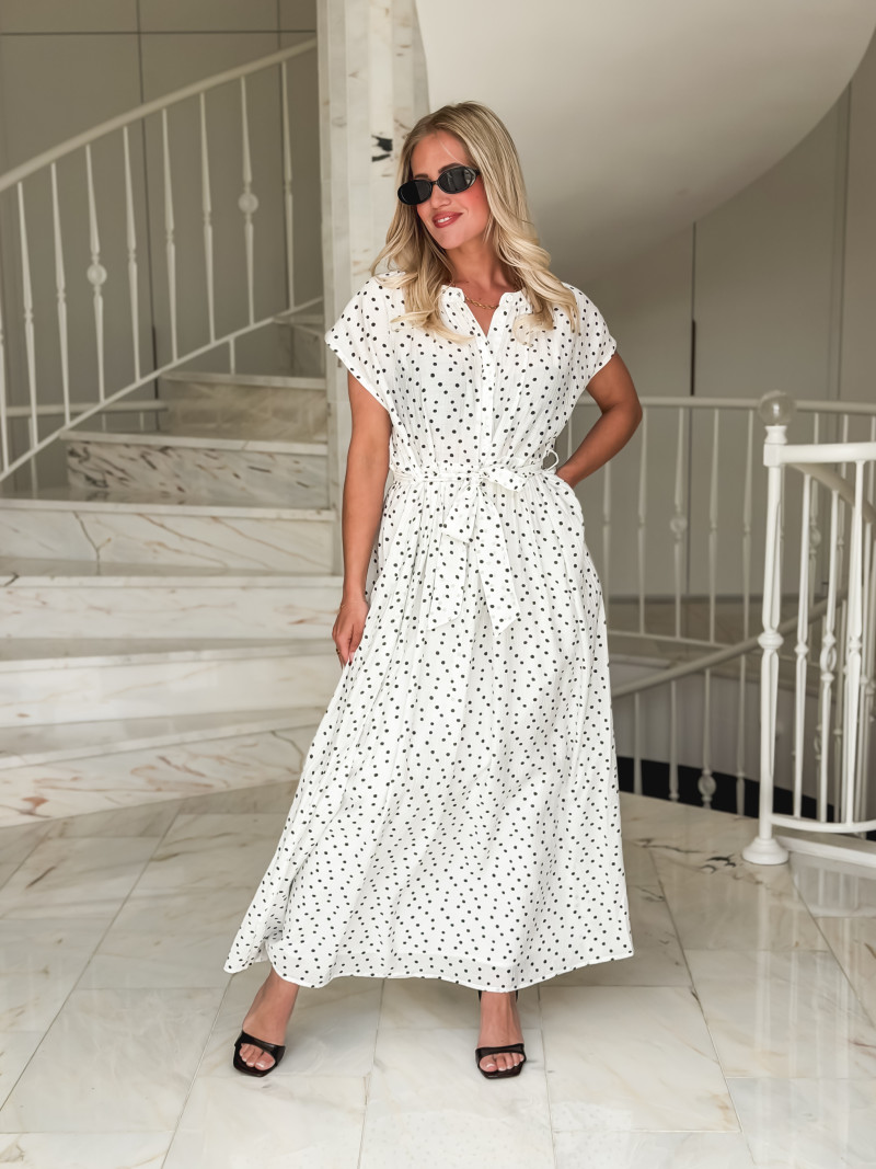 Robe à pois Mahina - Blanc