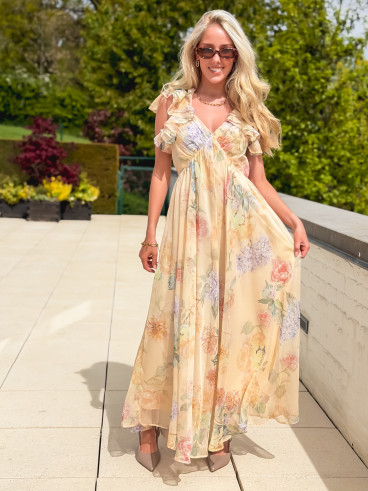 Robe à motifs Oliviana - Jaune