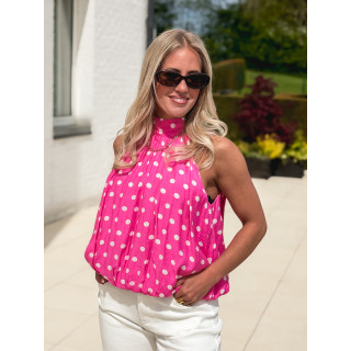 Blouse à pois Vanysia - Fuchsia