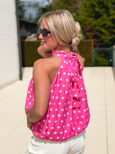 Blouse à pois Vanysia - Fuchsia