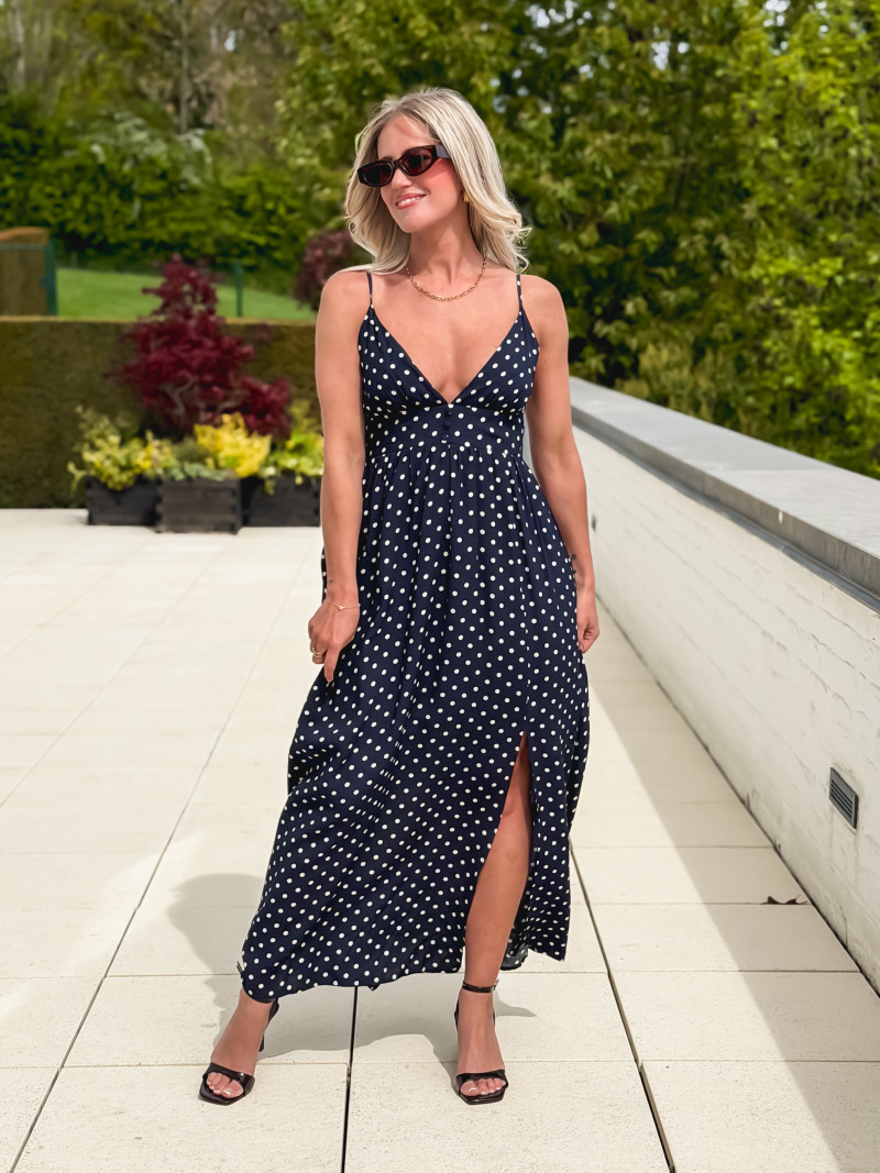 Robe à pois Isara - Bleu marine