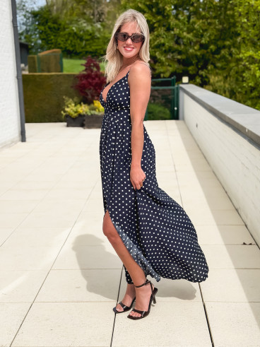 Robe à pois Isara - Bleu marine