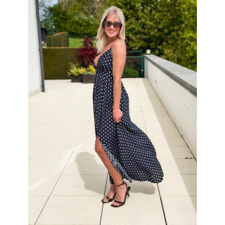 Robe à pois Isara - Bleu marine