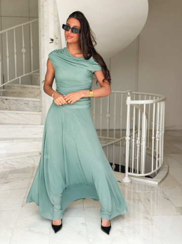 Robe longue Amanda - Vert menthe
