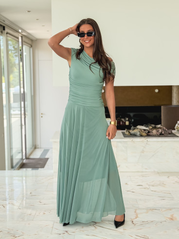 Robe longue Amanda - Vert menthe