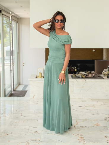 Robe longue Amanda - Vert menthe