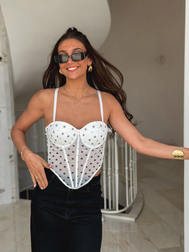 Corset à pois Maëvane - Blanc