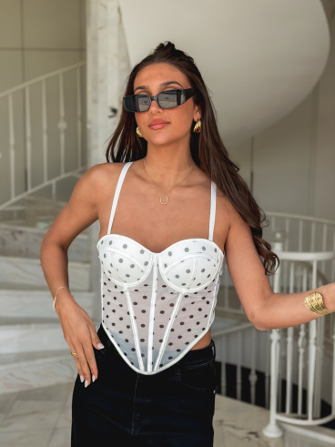 Corset à pois Maëvane - Blanc