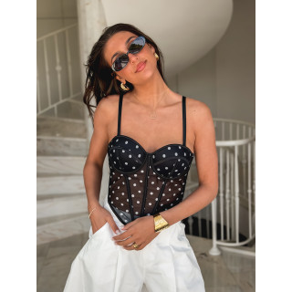 Corset à pois Maëvane - Noir