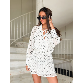 Robe à pois Anélya - Blanc