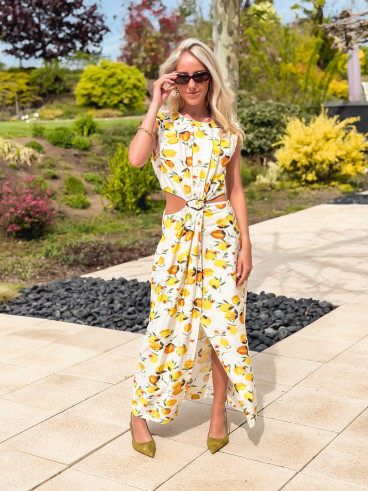 Robe à motifs Elodine - Jaune