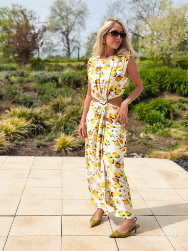 Robe à motifs Elodine - Jaune