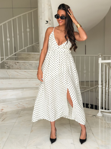 Robe à pois Isara - Ecru