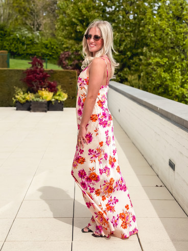 Robe longue à motifs Azilia - Beige