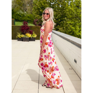 Robe longue à motifs Azilia - Beige