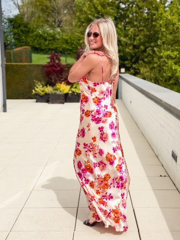 Robe longue à motifs Azilia - Beige