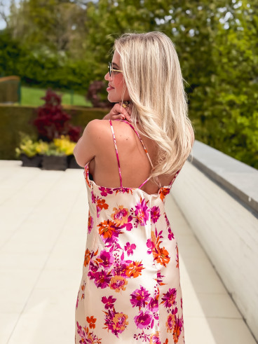 Robe longue à motifs Azilia - Beige