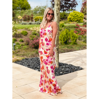 Robe longue à motifs Azilia - Beige