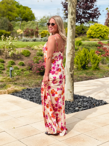 Robe longue à motifs Azilia - Beige