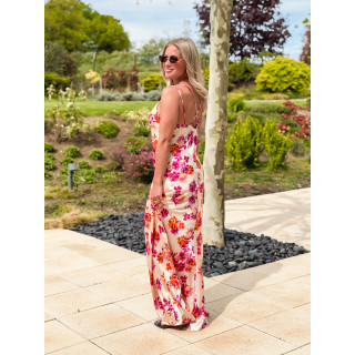 Robe longue à motifs Azilia - Beige