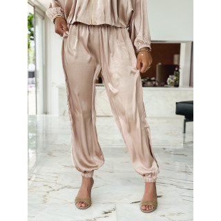 Pantalon satiné Audélia - Beige