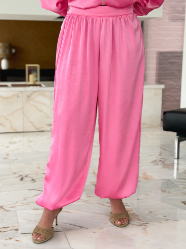 Pantalon satiné Audélia - Rose