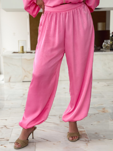 Pantalon satiné Audélia - Rose