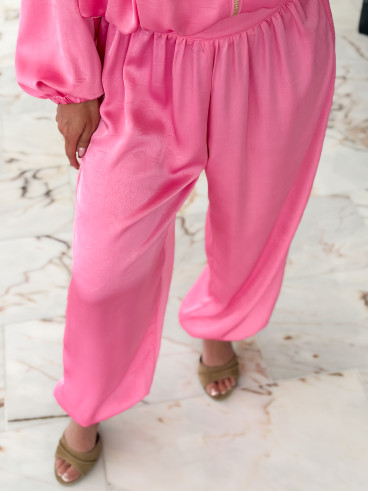 Pantalon satiné Audélia - Rose