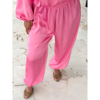 Pantalon satiné Audélia - Rose