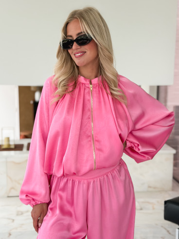 Gilet satiné Audélia - Rose