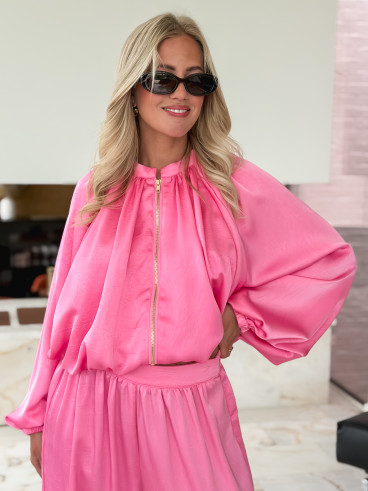 Veste satinée Audélia - Rose