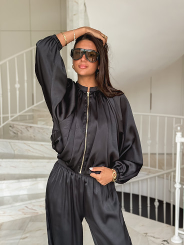 Gilet satiné Audélia - Noir