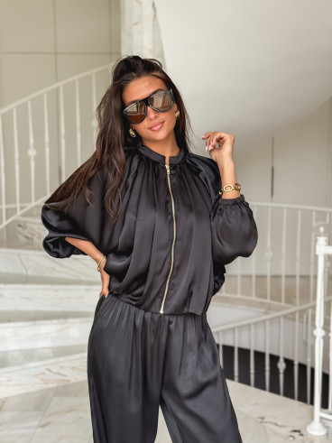 Gilet satiné Audélia - Noir