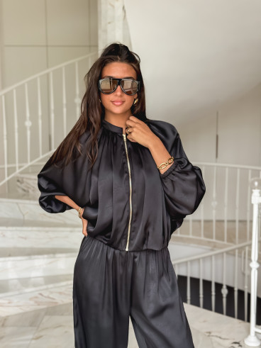 Veste satiné Audélia - Noir